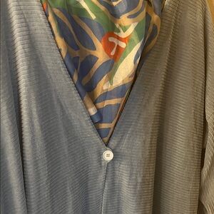 Gudrun Sjoden Blue Cardigan sweater jacket soft woven  EUC XL kimono